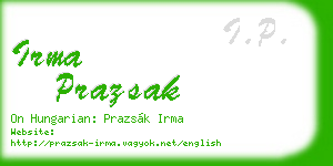 irma prazsak business card